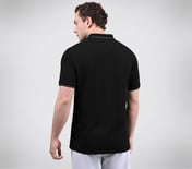 SKECHERS EVERYDAY POLO, BLACK/CHARCOAL/BLUE Apparel Left View