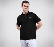 SKECHERS EVERYDAY POLO, BLACK/CHARCOAL/BLUE Apparel Right View