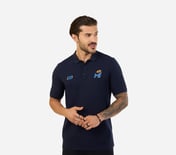MI FAN LOGO POLO, LT.GRAY/NAVY Apparel Lateral View