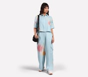 BLURRY FLORAL ALL OVER PRINT, WHITE/PINK/LIGHT BLUE