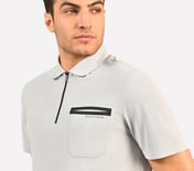 ZIP CLOSURE POLO, CHARCOAL/LT. GRAY