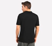 BRANDED DOUBLE PLACKET POLO, BLACK