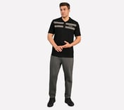 BRANDED DOUBLE PLACKET POLO, BLACK