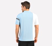 BRANDED DOUBLE PLACKET POLO, CHARCOAL/LT. BLUE