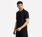 MENS TIPPING POLO, BLACK/CHARCOAL/BLUE