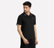 MENS TIPPING POLO, BLACK/CHARCOAL/BLUE