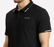 MENS TIPPING POLO, BLACK/CHARCOAL/BLUE