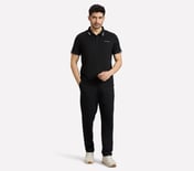 MENS TIPPING POLO, BLACK/CHARCOAL/BLUE