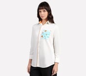 OVERSIZED PRINTED SHIRT, WHITE