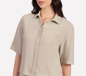 SOLID LINEN BRANDED SHIRT, BROWN/PINK