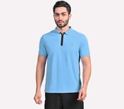 MENS 1/4 ZIP POLO, PERIWINKLE/MULTI Apparel Lateral View