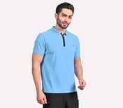 MENS 1/4 ZIP POLO, PERIWINKLE/MULTI Apparel Bottom View