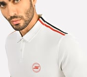 CRICKET SHOULDER TAPE POLO, BLACK/WHITE/RED Apparel Right View