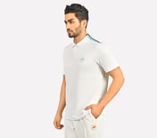CRICKET SHOULDER TAPE POLO, BLACK/YELLOW/BLUE
