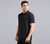 TONAL PANEL GOLF POLO, BLACK