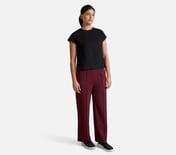 WAFFLE KNIT POPLIN T-SHIRT, BLACK