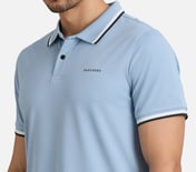 CLASSIC TIPPING POLO, GRAY/AQUA/PINK