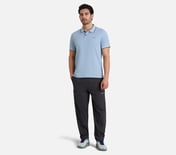 CLASSIC TIPPING POLO, GRAY/AQUA/PINK