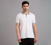CONTRAST ZIPPER POLO, WHITE