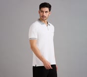 CONTRAST ZIPPER POLO, WHITE