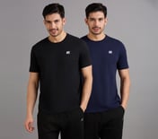 SS CREWNECK T-SHIRT-2PC PACK, BLACK/GUNMETAL/BLUE