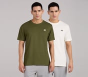 SS CREWNECK T-SHIRT-2PC PACK, OFF WHITE/GREEN