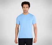 SS JACQUARD PATTERN T-SHIRT, GUNMETAL TURQUOISE Apparel Lateral View