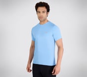 SS JACQUARD PATTERN T-SHIRT, GUNMETAL TURQUOISE Apparel Top View