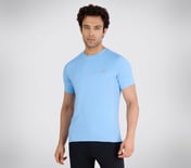 SS JACQUARD PATTERN T-SHIRT, GUNMETAL TURQUOISE Apparel Left View