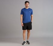 SS PERFORMANCE T-SHIRT, GUNMETAL/BLUE Apparel Right View