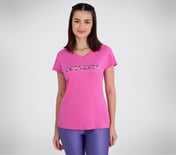 PERFORMANCE GRAPHIC T-SHIRT, SILVER/HOT PINK Apparel Lateral View