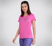 PERFORMANCE GRAPHIC T-SHIRT, SILVER/HOT PINK Apparel Left View