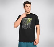 FIRFLY RUN TEE, BLACK/CHARCOAL/BLUE