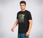 FIRFLY RUN TEE, BLACK/CHARCOAL/BLUE