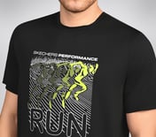 FIRFLY RUN TEE, BLACK/CHARCOAL/BLUE