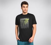 FIRFLY RUN TEE, BLACK/CHARCOAL/BLUE