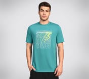 FIRFLY RUN TEE, LAVENDER/TURQUOISE Apparel Lateral View