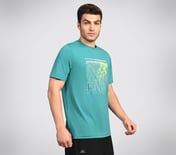 FIRFLY RUN TEE, LAVENDER/TURQUOISE Apparel Top View