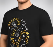 CORE VARSITY DOODLE TEE, BLACK/CHARCOAL/BLUE Apparel Right View