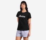 FLOWER DOODLE BRANDING TEE, BLACK Apparel Top View