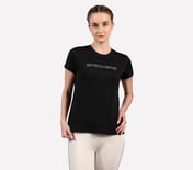 ROUND NECK BRANDED T SHIRT, BLACK