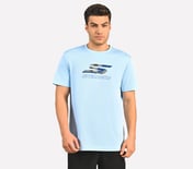 LOGO GRAPHIC PRINT T-SHIRT, CHARCOAL/LT. BLUE Apparel Lateral View