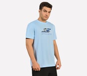 LOGO GRAPHIC PRINT T-SHIRT, CHARCOAL/LT. BLUE Apparel Bottom View