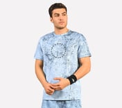 AOP CHEST PRINT PERFORMANCE T-SHIRT, CHARCOAL/LT. BLUE Apparel Lateral View