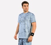 AOP CHEST PRINT PERFORMANCE T-SHIRT, CHARCOAL/LT. BLUE Apparel Top View