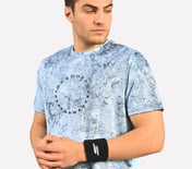 AOP CHEST PRINT PERFORMANCE T-SHIRT, CHARCOAL/LT. BLUE Apparel Right View
