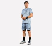 AOP CHEST PRINT PERFORMANCE T-SHIRT, CHARCOAL/LT. BLUE Apparel Right View