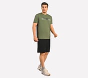 DUAL PRINT VARSITY GRAPHIC T-SHIRT, NATURAL/OLIVE Apparel Right View