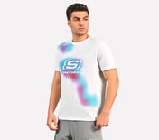 SMOKE PRINT T-SHIRT, WHITE Apparel Top View