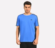 CONTRAST SHOULDER PANEL COTTON, BLUE/RED Apparel Lateral View